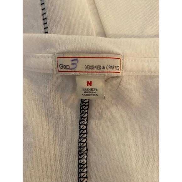 Gap White w/ Navy Stitching Womans  Tank Top Size Medium Hi Low Hem Lightweight - Picture 6 of 8
